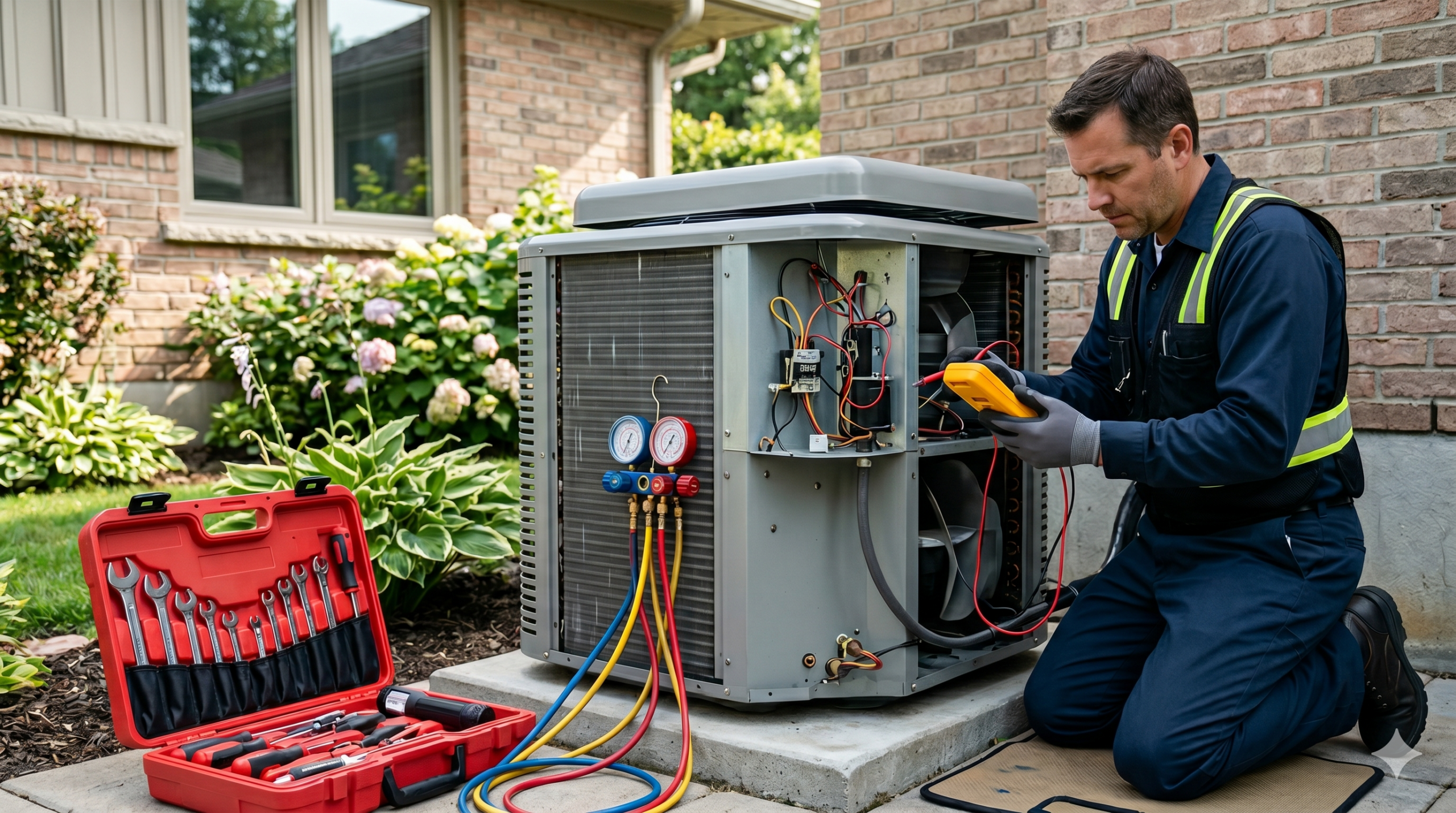 technician fixing a boiler