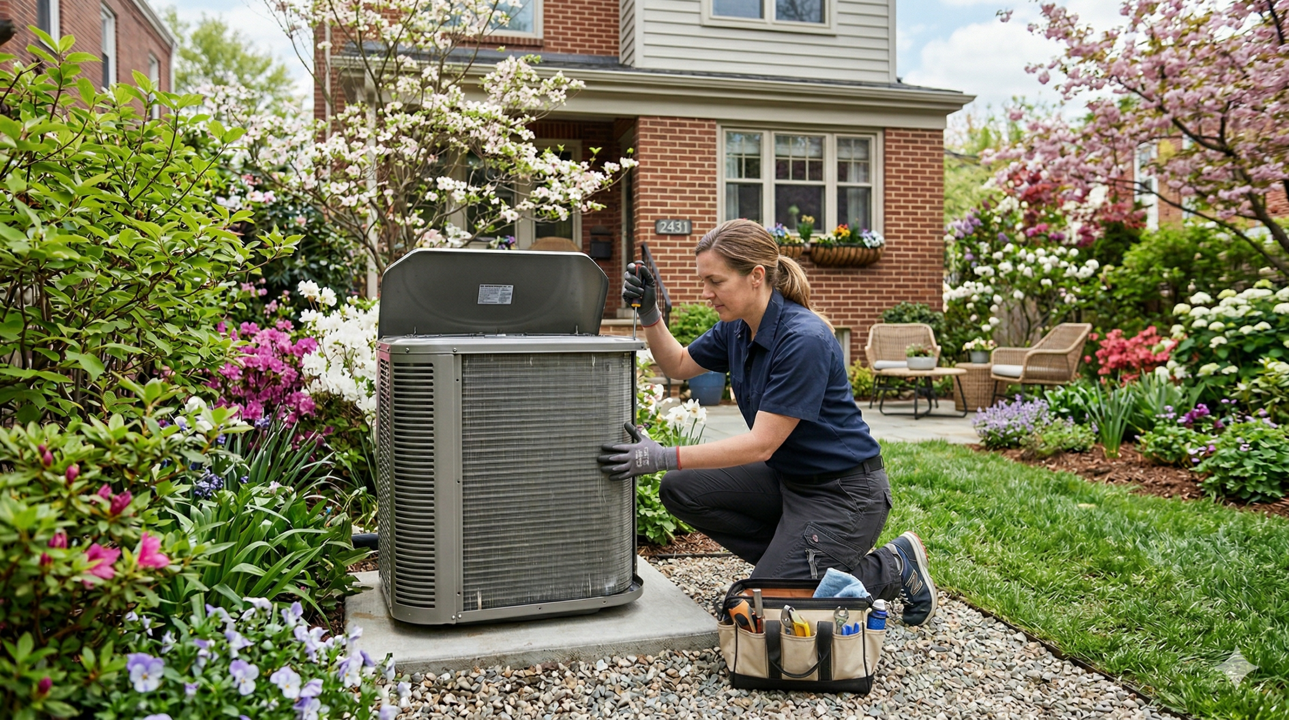 technician fixing a boiler