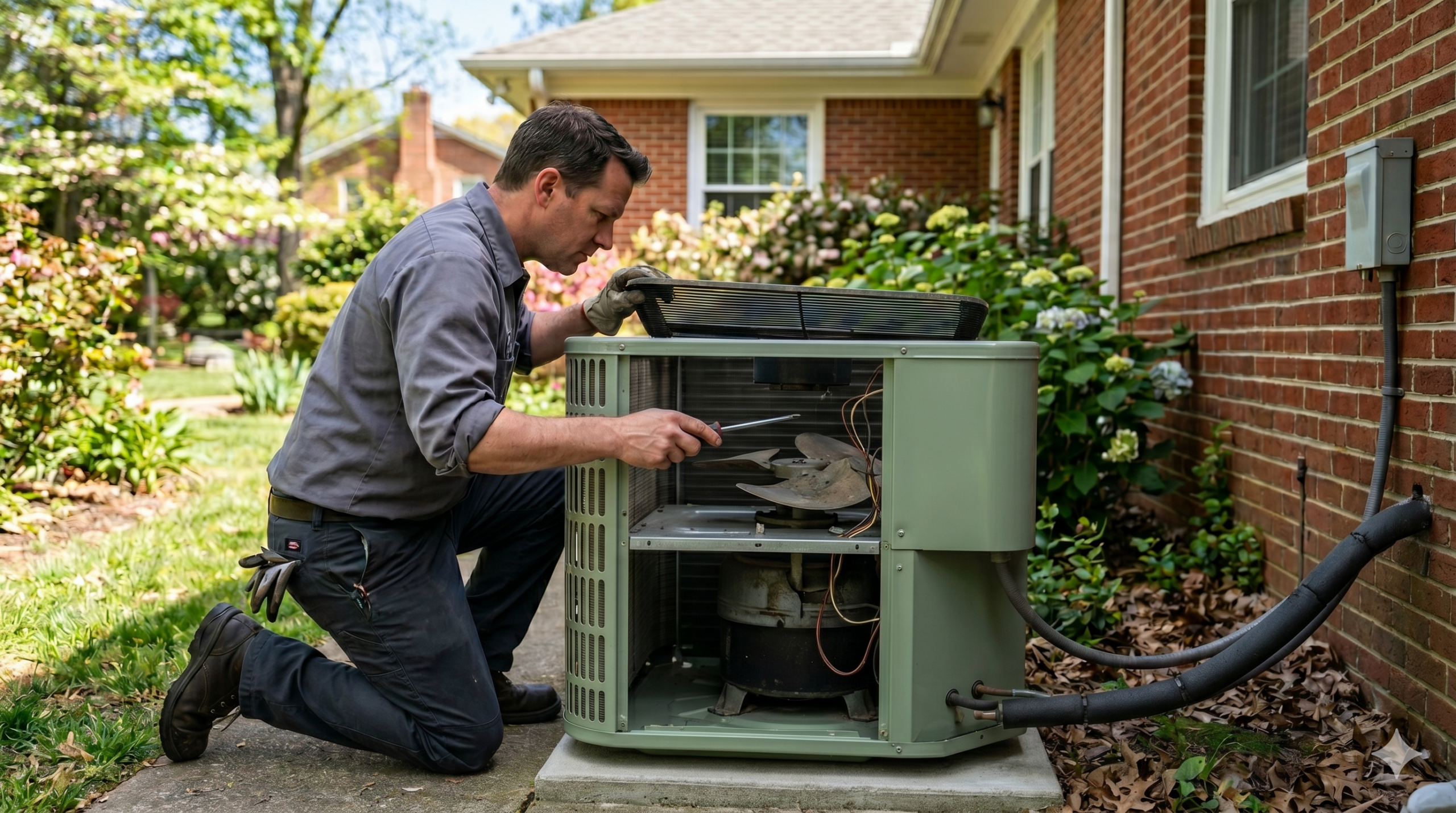 technician fixing a boiler