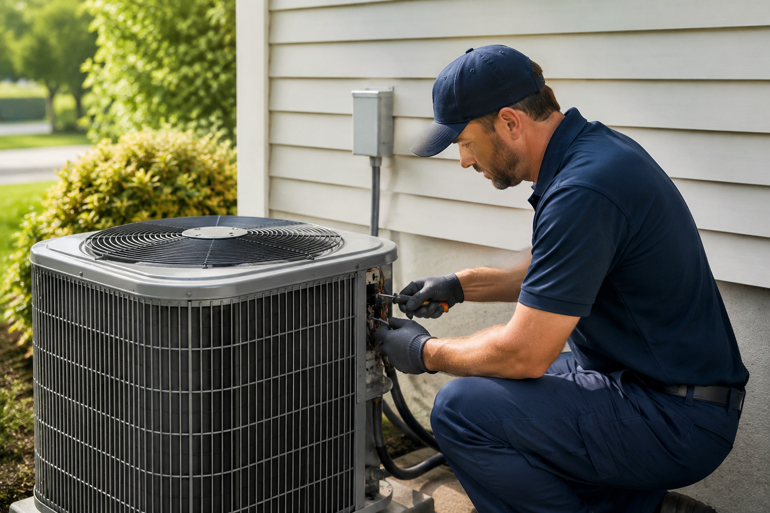 technician fixing a boiler