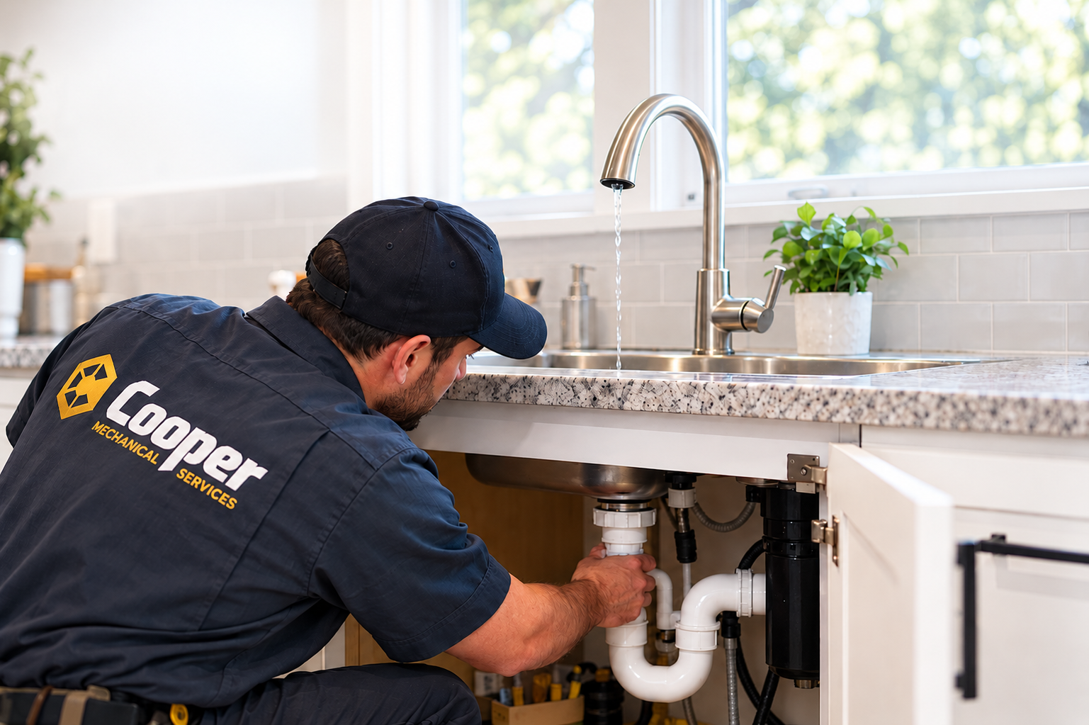 technician fixing a boiler